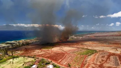 Video of New Maui Wildfire Near Lahaina Ruins.