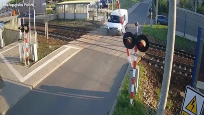 Miracle Escape as Train Smashes Van in Poland. 