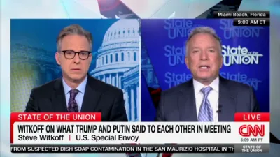 U.S. Envoy Witkoff Sees 'Encouraging' Progress Toward Peace Deal.