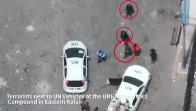 Video Shows Hamas Terrorists Using UN Vehicles in Rafah.