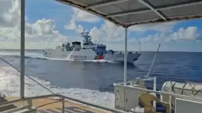Chinese Navy Destroyer Collides with China Coast Guard Ship, Leaving Vessel Disabled. 