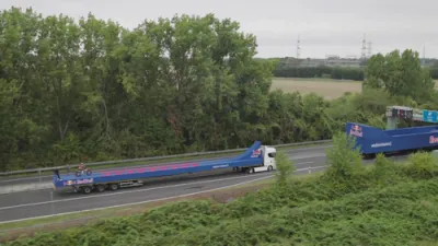 German Stunts Between Moving Trucks.
