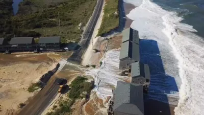 Drone Captures Storm Surge Swallowing Outer Banks.