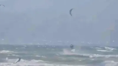 Professional Kitesurfer Knocked Out in Extreme Winds. 