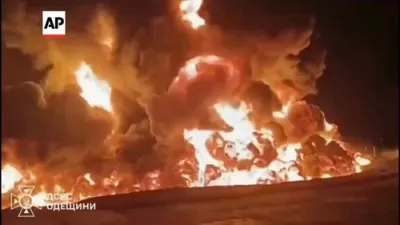 Russian Drone Strike Sparks Massive Odesa Fire.