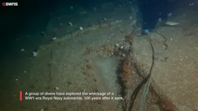 Divers Explore 100-Year-Old WW1 Submarine Wreck.
