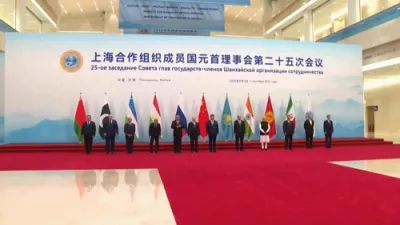 World Leaders Pose for SCO Summit Family Photo.
