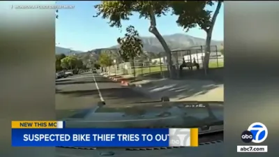 Dashcam Shows Chase of Suspected Bike Thief.