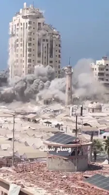 WILD FOOTAGE: Israeli Airstrike Levels Gaza's Mushtaha Tower. 
