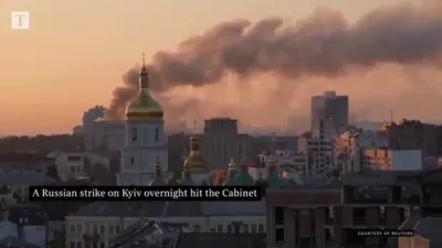 Russian Strike Hits Kyiv Government Building.