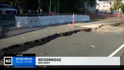 Mystery Long Crack in Woodbridge, N.J. Road. 