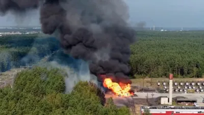 Gas Train Explosion Sparks Massive Fire in Lithuania.