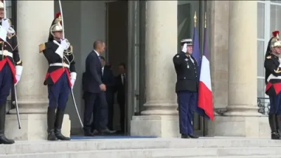 Macron Hosts European Council President In Paris.