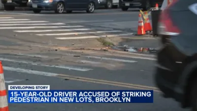 Teen Driver Hits Man On Brooklyn Curb.