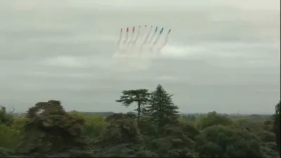 Red Arrows Dazzle in Flypast for Trump Visit.