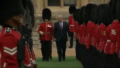 Trump And King Charles With Guard.