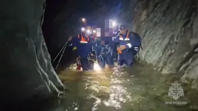 Family With Baby Rescued From Flooded Cave.