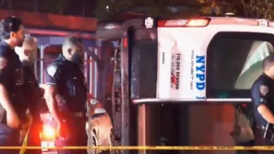 NYPD Van Overturns In East Harlem Crash. 
