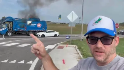 Garbage Truck Bursts Into Flames in St. Louis.