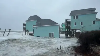 Powerful Waves Swallow North Carolina Beach Homes in Outer Banks.