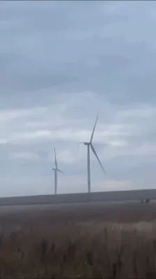 Russian Drone Attackes Wind Turbine in Eastern Ukraine.