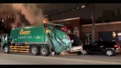 ONLY IN NEWYORK: New York Sanitation Truck Erupts in Flames After Trash Ignites.