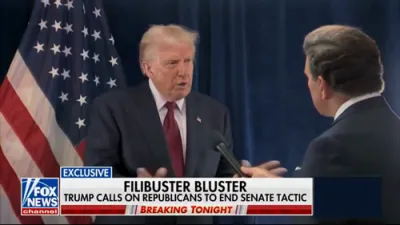 Trump Urges Republicans to Eliminate Filibuster, Says It's Blocking Progress.