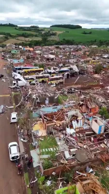 Drone Footage Reveals Catastrophic Damage After a Rare Tornado Strikes Brzil.