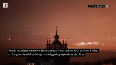 Russian Drones and Missiles Strike Ukraine Overnight, Damaging Buildings and Injuring Civilians.