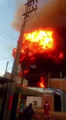  Massive Explosions Ignite Factory Fire in Peru.