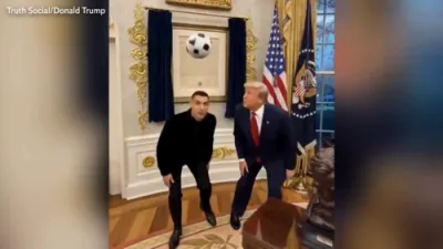 Trump Shares Playful Football Video With Ronaldo In The White House.
