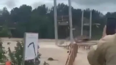 Flash Flood Destroys Bridge in Vietnam.