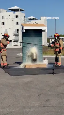 Frozen Turkey Explodes in Deep Fryer During Safety Demo.