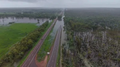 Drone Footage Reveals Massive Flooding as Cyclone Fina Hits Darwin.