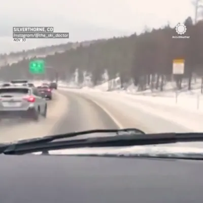 Dashcam Captures Subaru Loses Control on Icy Colorado Interstate.