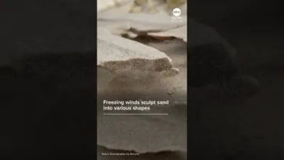 Frozen Sand Sculptures Appear Along Lake Michigan Shore.