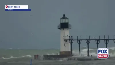 Drone Captures Massive Lake Michigan Waves During Snowstorm.