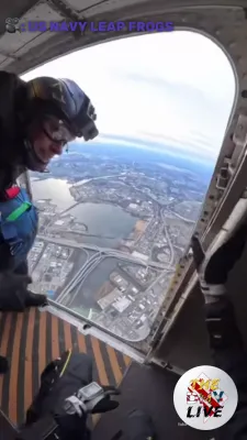 U.S. Navy Parachute Team Rehearses Spectacular Stadium Drop.