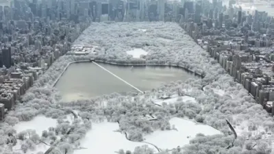 Central Park Sees First Snowfall of 2025 Season.