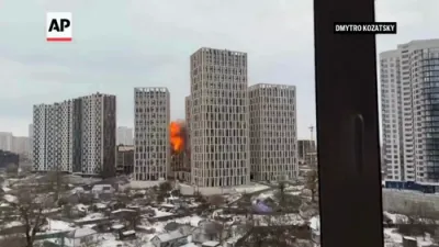 Video Shows Drone Impact in Ukraine's Capital.