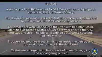 Human Smuggler Jumps Into Rio Grande With Infant to Evade Arrest in Texas.