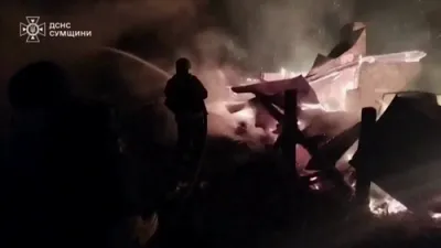 Emergency Crews Battle Fires After Russian Strikes in Ukraine.