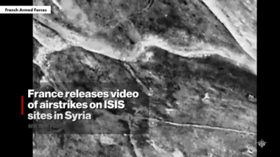 France Releases Footage of Joint Airstrikes on ISIS Targets.