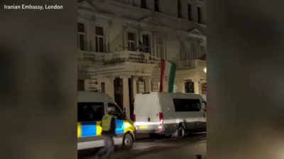 Iranian Flag Torn Down Again Outside London Embassy.