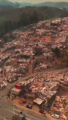Aerial Footage Shows Destruction From Chile Wildfires.