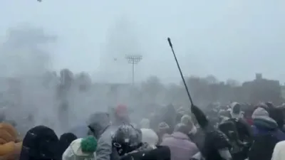 New Yorkers Embrace Winter Storm With Snowball Fight in Brooklyn.