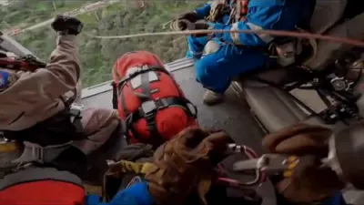 Video Footage of Helicopter Rescue in Los Angeles.