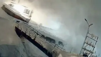 CCTV Captures Avalanche Buries Homes in Kashmir, India.