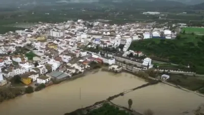 Aerial Footage Shows Storm Leonardo Flooding Spain and Portugal.