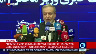 Iran Warns It Will Not Retreat on Enrichment Under Any Threat.